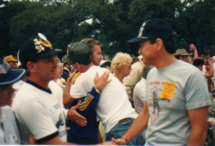 Bob Gibson and me, at the concert after the Welcome Home Parade, Sydney, 1987